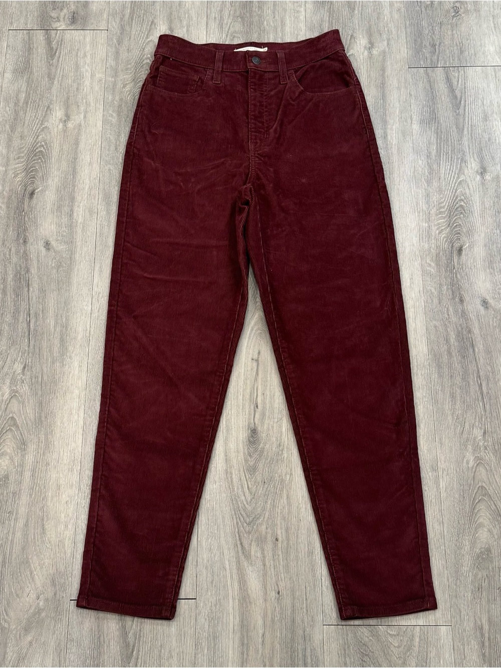 Levi's Women’s Casual High Waisted Autumn Burgundy Corduroy Mom Jeans